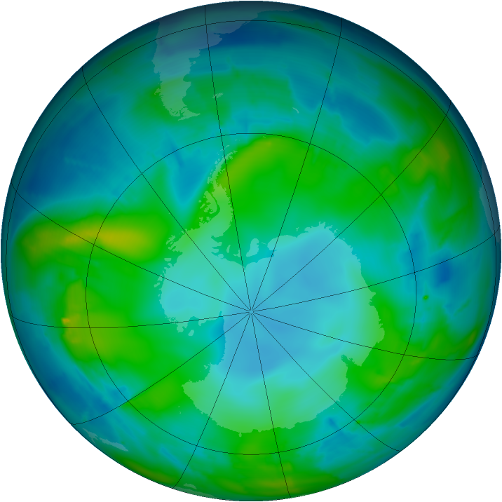 Antarctic ozone map for 13 May 2010
